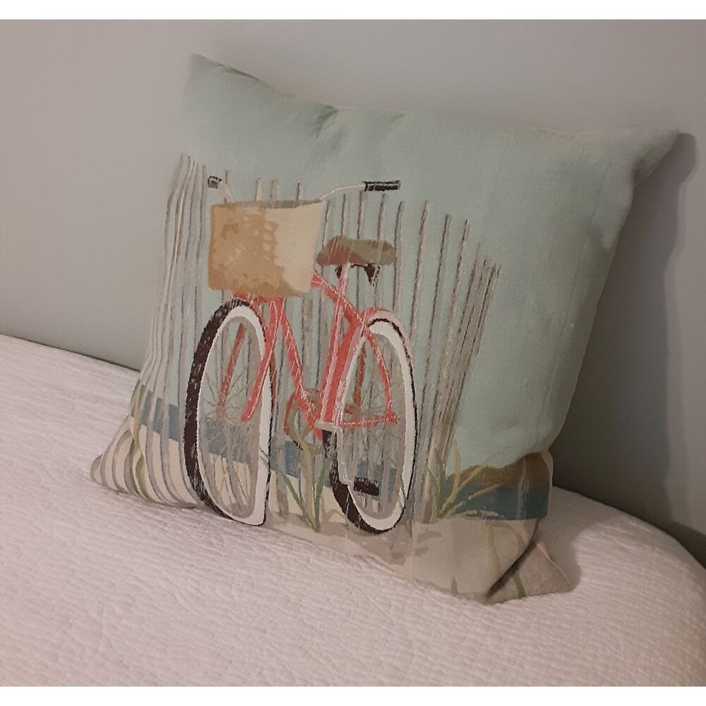 Nantucket Bicycle Pillow Textured Calming Colors